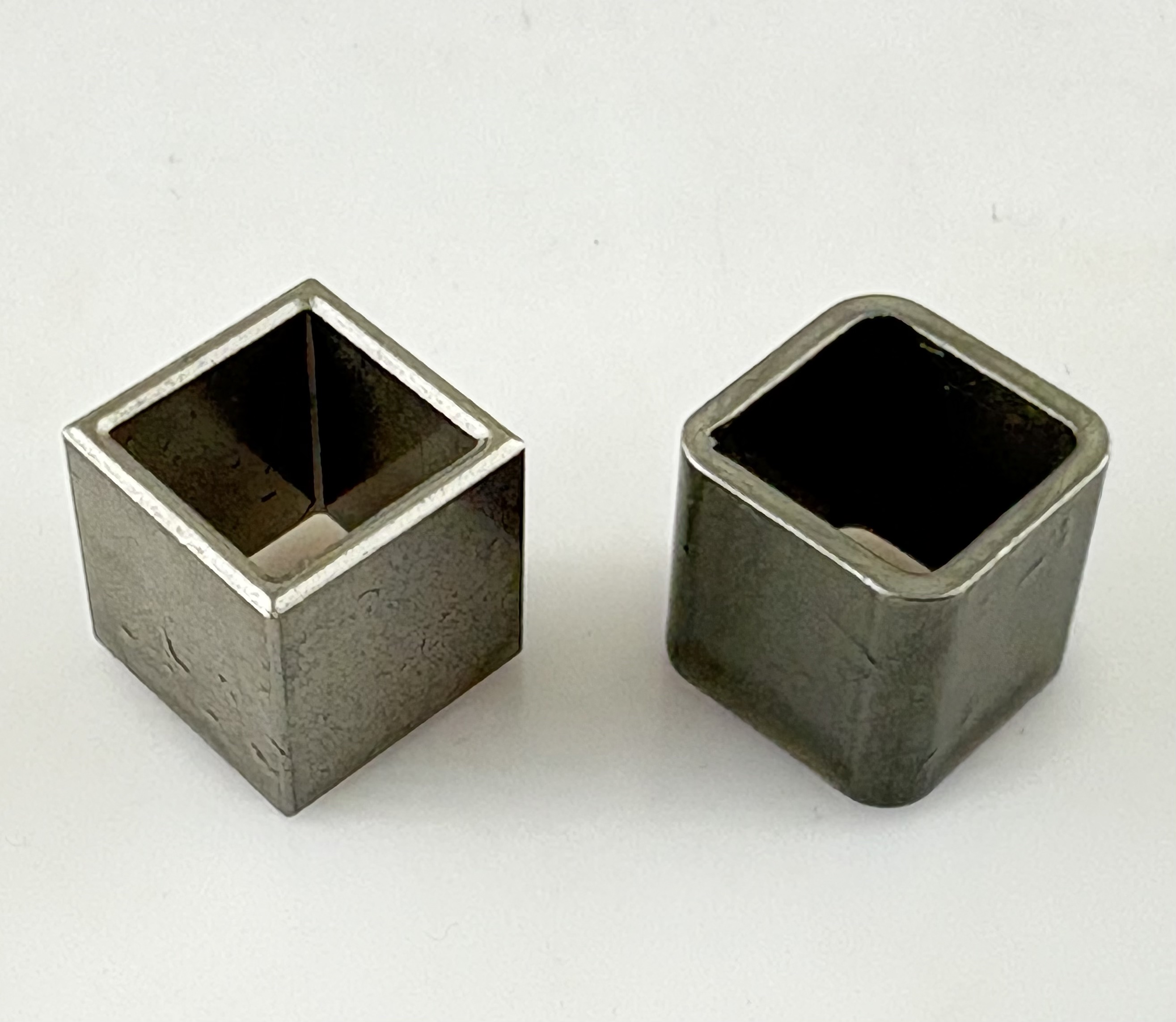 Tube made of Powder Metallurgy and CNC cut, side by side comparison