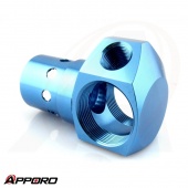 APPORO CNC Turning Milling Parts Fabrication Aluminum 6061 T6 Blue Anodizing Cylinder Hydraulic Fitting Control Valve Body 03